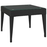 Vidaxl table d'appoint noir 50x50x38 cm poly rotin et verre tremp�