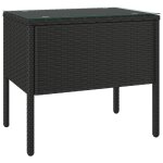 Vidaxl table d'appoint noir 53x37x48 cm poly rotin et verre tremp