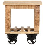 Vidaxl table d'appoint avec roues 40x40x42 cm bois de manguier brut Vidaxl table d'appoint avec roues 40x40x42 cm bois de manguier brut