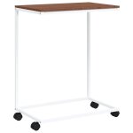 Vidaxl table d'appoint avec roues blanc 55x35x70 cm bois d'ing�nierie