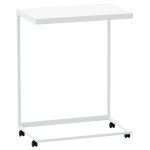 Vidaxl table d'appoint avec roues blanc 55x35x70 cm bois d'ing�nierie