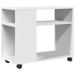 Vidaxl table d'appoint avec roues blanc 70x35x60 cm bois d'ing�nierie