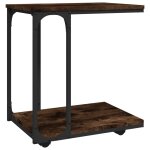 Vidaxl table d'appoint  roues chne fum 50x35x55, 5 cm