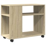 Vidaxl table d'appoint avec roues ch�ne sonoma bois d'ing�nierie
