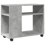 Vidaxl table d'appoint avec roues gris b�ton bois d'ing�nierie