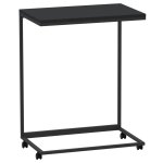 Vidaxl table d'appoint avec roues noir 55x35x70 cm bois d'ing�nierie