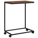 Vidaxl table d'appoint avec roues noir 55x35x70 cm bois d'ing�nierie