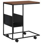 Vidaxl table d'appoint avec roues noir 55x36x63, 5 cm bois d'ing�nierie