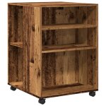 Vidaxl table d'appoint avec roues vieux bois 55x60x78 cm