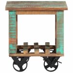 Vidaxl table d'appoint avec roulettes 40x40x42 cm bois de r�cup�ration