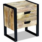 Vidaxl table auxiliaire � 2 tiroirs bois manguier massif 43x33x51 cm