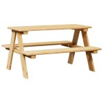 Vidaxl table avec bancs pour enfants irun 90x79, 5x50 cm bois massif
