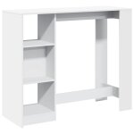 Vidaxl table de bar et tagre blanc 124x46x103, 5 cm bois d'ingnierie