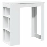 Vidaxl table de bar avec �tag�res blanc bois d'ing�nierie