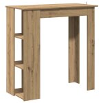 Vidaxl table de bar avec �tag�re ch�ne artisanal bois d'ing�nierie