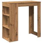 Vidaxl table de bar avec �tag�res ch�ne artisanal bois d'ing�nierie