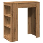 Vidaxl table de bar avec �tag�res ch�ne artisanal bois d'ing�nierie