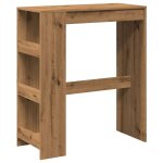 Vidaxl table de bar avec �tag�res ch�ne artisanal bois d'ing�nierie