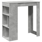 Vidaxl table de bar avec �tag�res gris b�ton bois d'ing�nierie