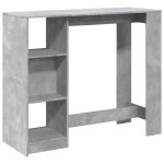 Vidaxl table de bar avec �tag�re gris b�ton bois d'ing�nierie
