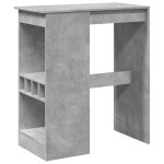 Vidaxl table de bar avec tagres gris bton bois d'ingnierie