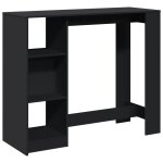 Vidaxl table de bar avec �tag�re noir 124x46x103, 5cm bois d'ing�nierie