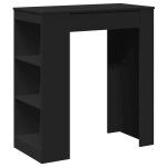 Vidaxl table de bar avec tagres noir bois d'ingnierie