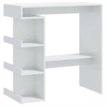 Vidaxl table de bar �tag�re de rangement blanc brillant 100x50x101, 5cm