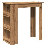 Vidaxl table de bar avec �tag�re de rangement ch�ne artisanal
