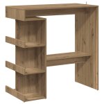 Vidaxl table de bar avec tagre de rangement chne artisanal