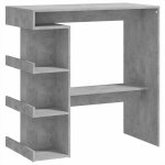 Vidaxl table de bar �tag�re de rangement gris b�ton bois d'ing�nierie