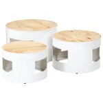 Vidaxl tables de bar forme tambour 3 pcs bois de manguier massif brut