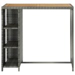 Vidaxl table de bar avec rangement gris 120x60x110 cm rsine tresse