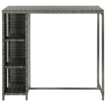 Vidaxl table de bar avec rangement gris 120x60x110 cm r�sine tress�e