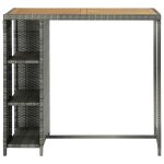 Vidaxl table de bar avec rangement gris 120x60x110 cm r�sine tress�e