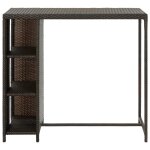 Vidaxl table de bar avec rangement marron 120x60x110 cm rsine tresse