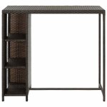 Vidaxl table de bar avec rangement marron 120x60x110 cm r�sine tress�e