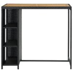 Vidaxl table de bar avec rangement noir 120x60x110 cm rsine tresse