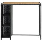 Vidaxl table de bar avec rangement noir 120x60x110 cm r�sine tress�e