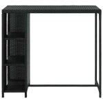 Vidaxl table de bar avec rangement noir 120x60x110 cm r�sine tress�e