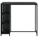 Vidaxl table de bar avec rangement noir 120x60x110 cm rsine tresse