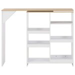 Vidaxl table de bar avec tablette amovible blanc 138x39x110 cm