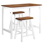 Vidaxl table de bar et tabouret 3 pcs bois massif