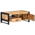 Vidaxl table basse 100x50x40 cm bois de manguier brut