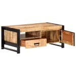 Vidaxl table basse 100x50x40 cm bois de manguier brut
