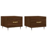Vidaxl tables basses 2 pcs ch�ne marron 50x50x40 cm bois d'ing�nierie