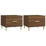Vidaxl tables basses 2 pcs ch�ne marron 50x50x40 cm bois d'ing�nierie