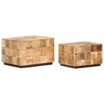 Vidaxl tables basses 2 pcs avec design de blocs bois de manguier brut Vidaxl tables basses 2 pcs avec design de blocs bois de manguier brut