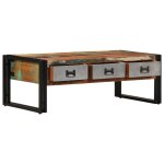 Vidaxl table basse avec 3 tiroirs bois de récupération 100x50x35 cm Vidaxl table basse avec 3 tiroirs bois de récupération 100x50x35 cm