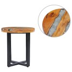Vidaxl table basse 40x45 cm bois de teck massif et polyr�sine